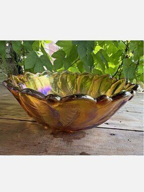 Vintage Indiana Glass Marigold Iridescent Carnival Glass Bowl